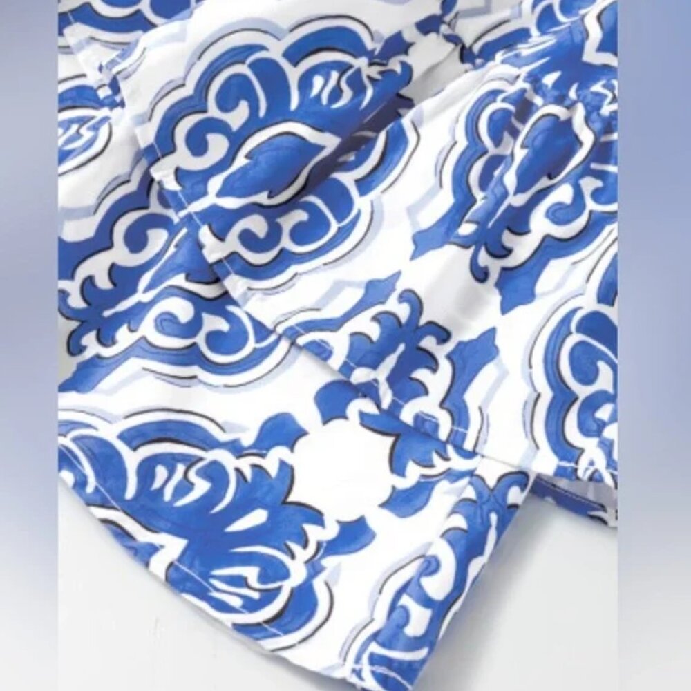 Blue Patterned Ruffle Mini Dress - Picture 4 of 6